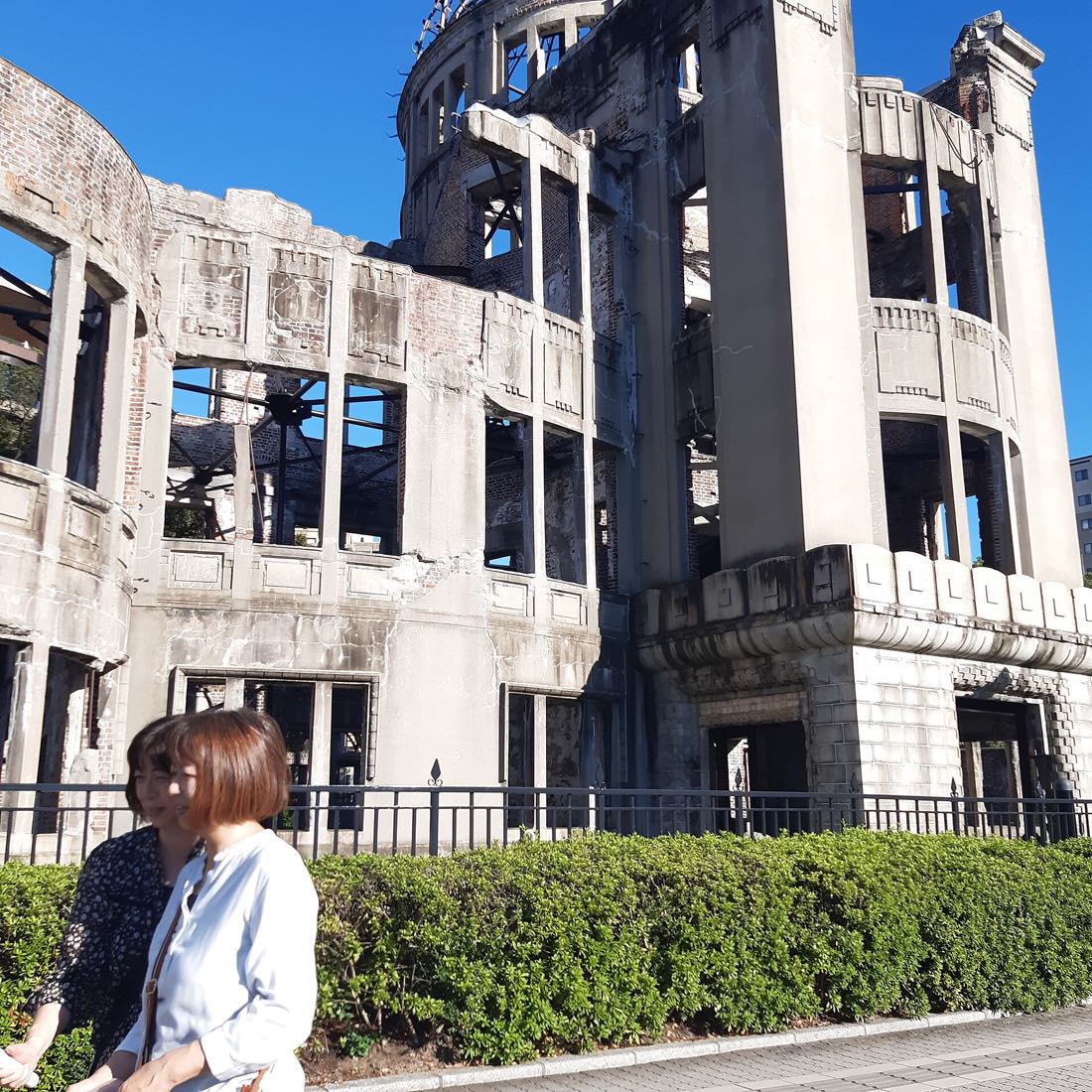 Visitors outside the Hiroshima Peace Memorial Museum